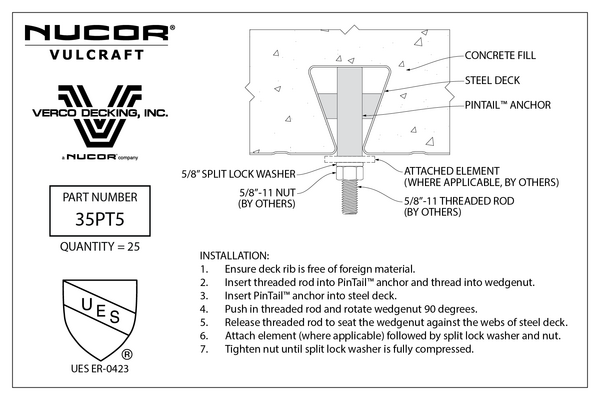 SNX35PT5.2-C 35PT5 PinTail™ Anchor